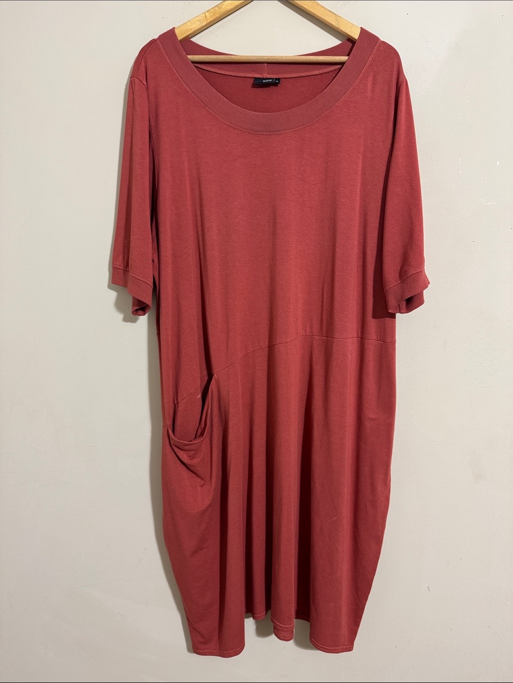 Lisa Bayne Pocket Midi Shift Dress Short Sleeve size XL Lagenlook Loungewear